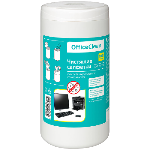 „OfficeClean“ drėgno valymo servetėlės, su antibakteriniais komponentais (100 vnt.)